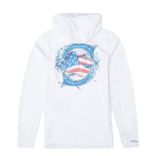 Pelagic Top Pick | Youth Hooded Fishing Shirt - Youth Vaportek Goione American Marlin