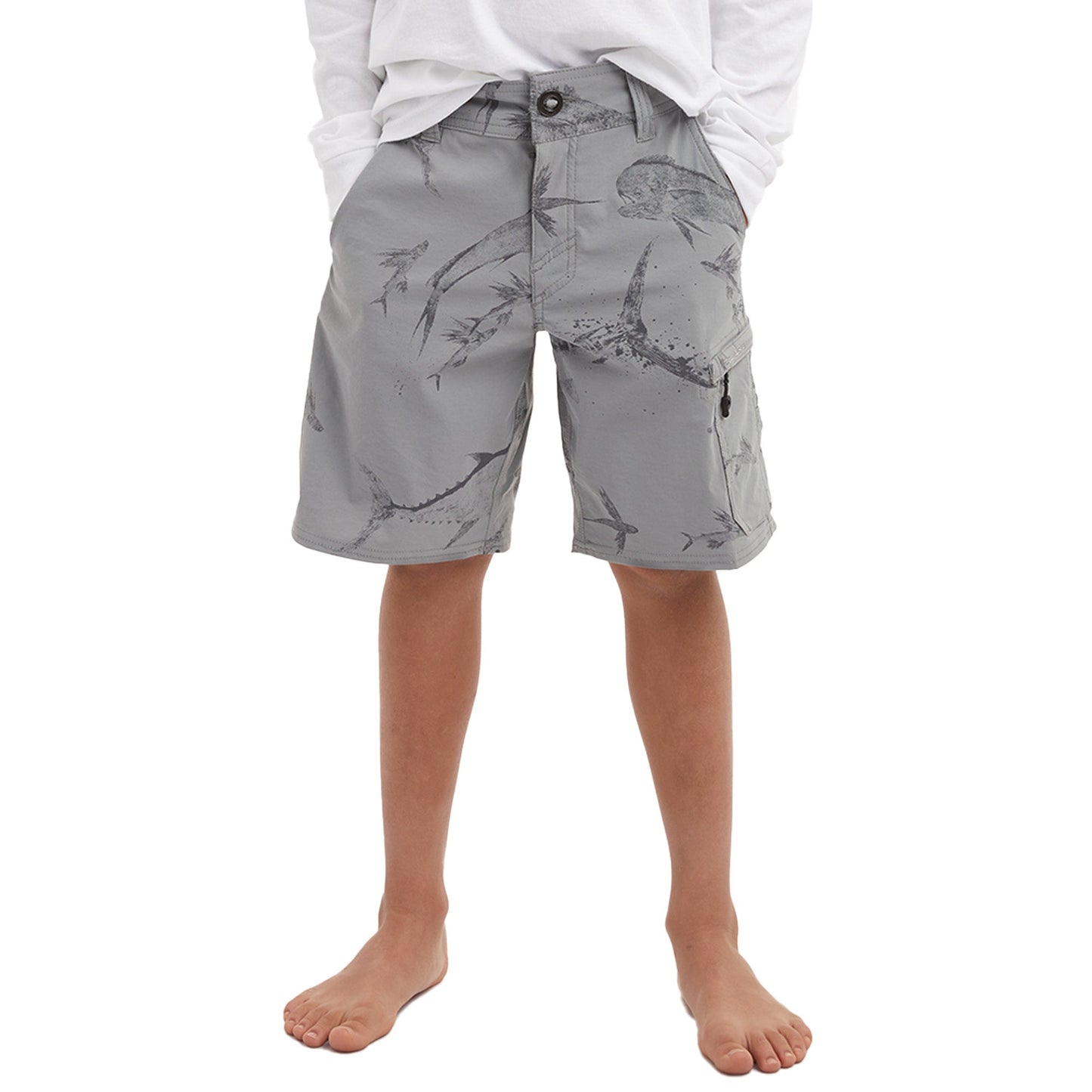 Pelagic Customer Favorite | Youth Hybrid Shorts - Youth Traverse Gyotaku